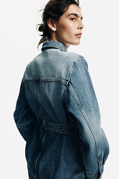 Tie-Belt Denim Jacket