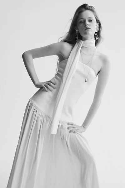 Bandeau Dress with Scarf