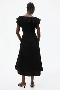 Puff-Sleeved Poplin Dress