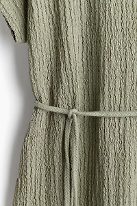 Tie-belt Textured Jersey Dress