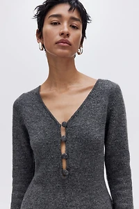 Robe en tricot à jupe évasée