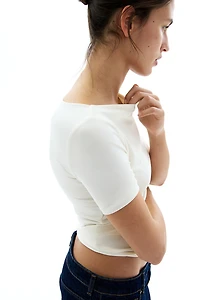 Boat-Neck Microfiber Top