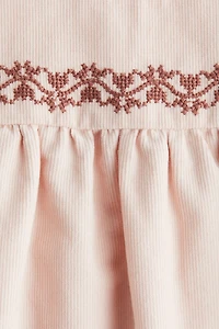 Corduroy Dress with Cross-Stitch Detail