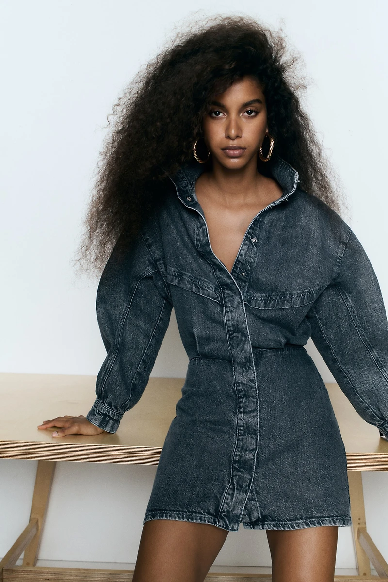 Robe à boutons en denim