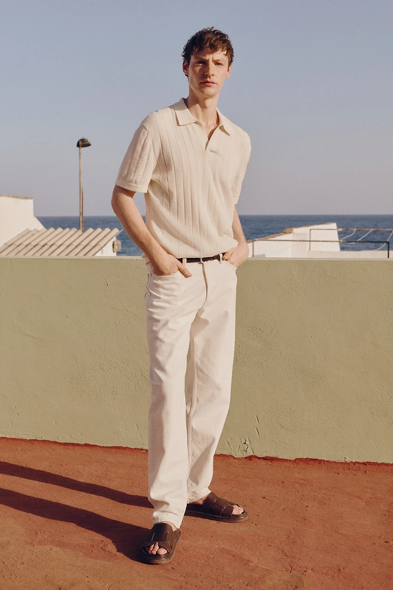 Regular Fit Linen-Blend Polo Shirt