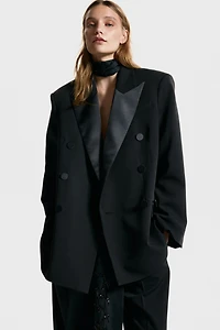 Double-Breasted Tuxedo Blazer