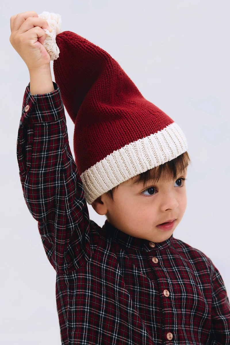 Fine-Knit Cotton Santa Hat