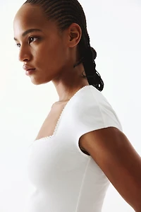Ribbed Sweetheart-Neck Top