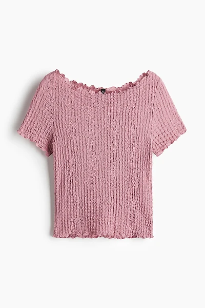 Crinkled Top with Overlocked Trim