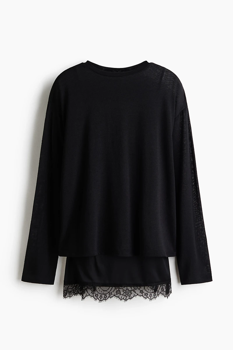 Layered Lace-Trimmed Top