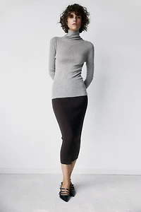 Rib-Knit Pencil Skirt