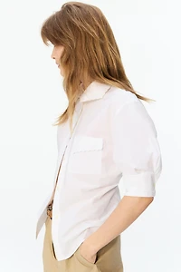 Chemise en popeline avec manches à effet plissé