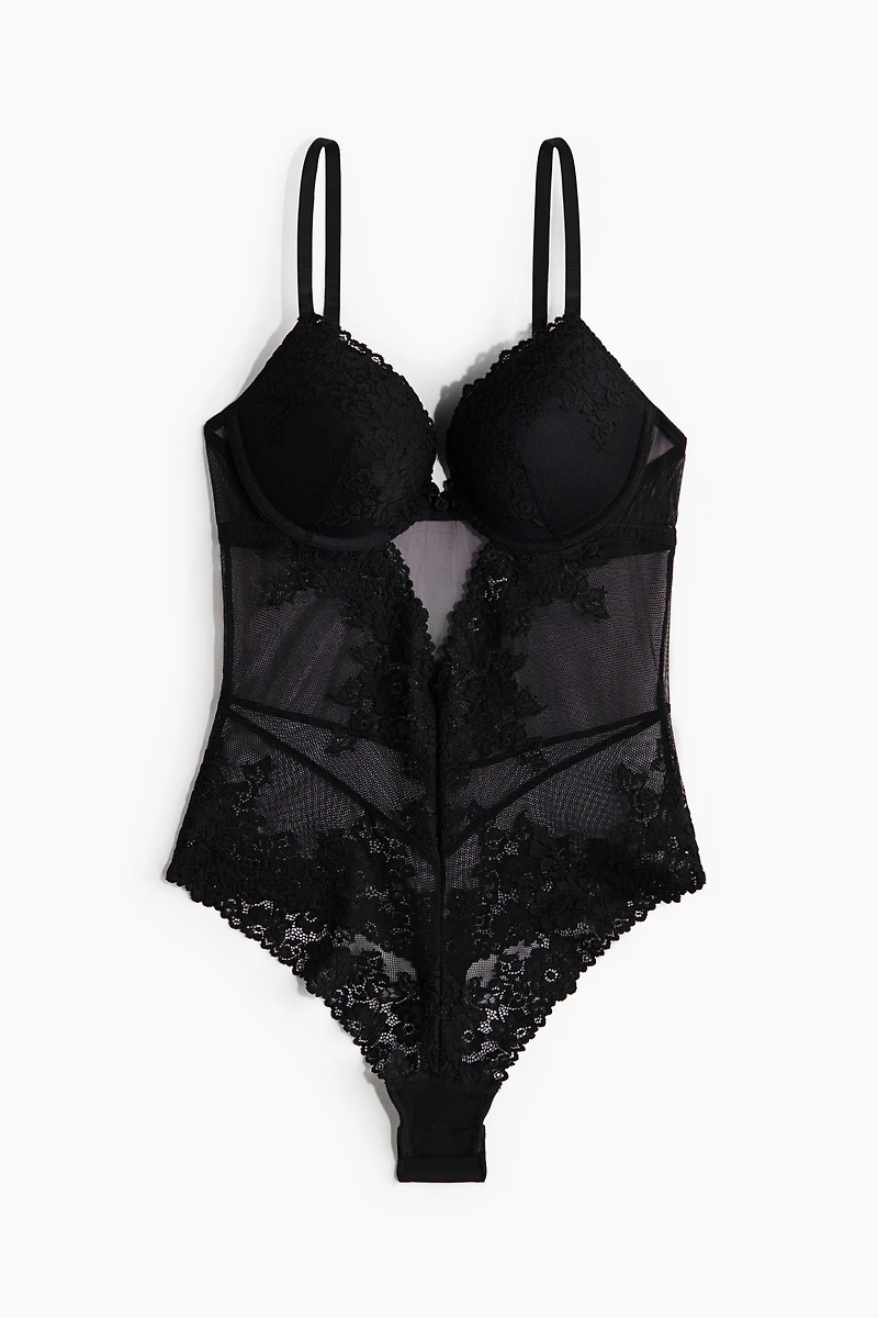 Lace Push-Up Thong Bodysuit