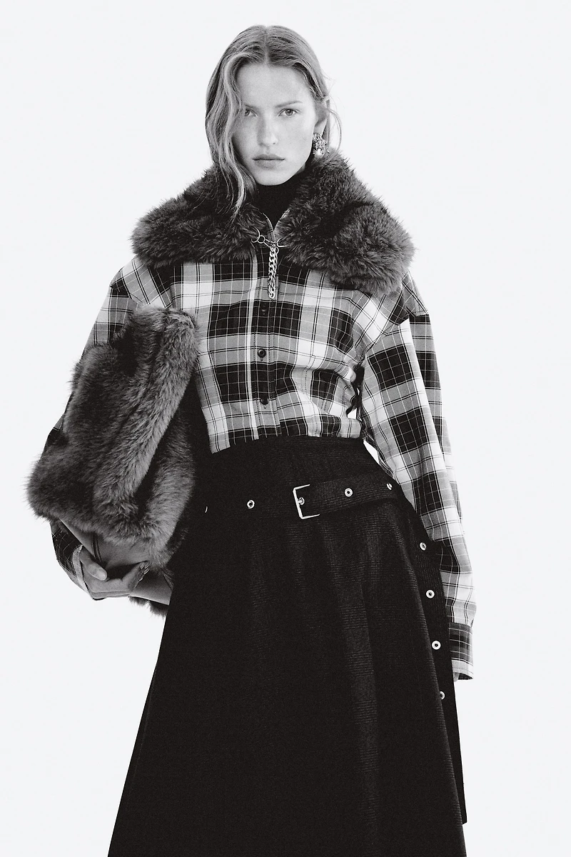 Defined-Waist Twill Shirt