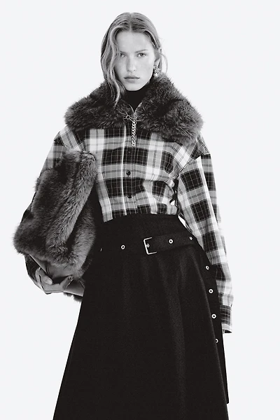 Defined-Waist Twill Shirt