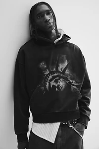 Oversized-Fit Printed Hoodie