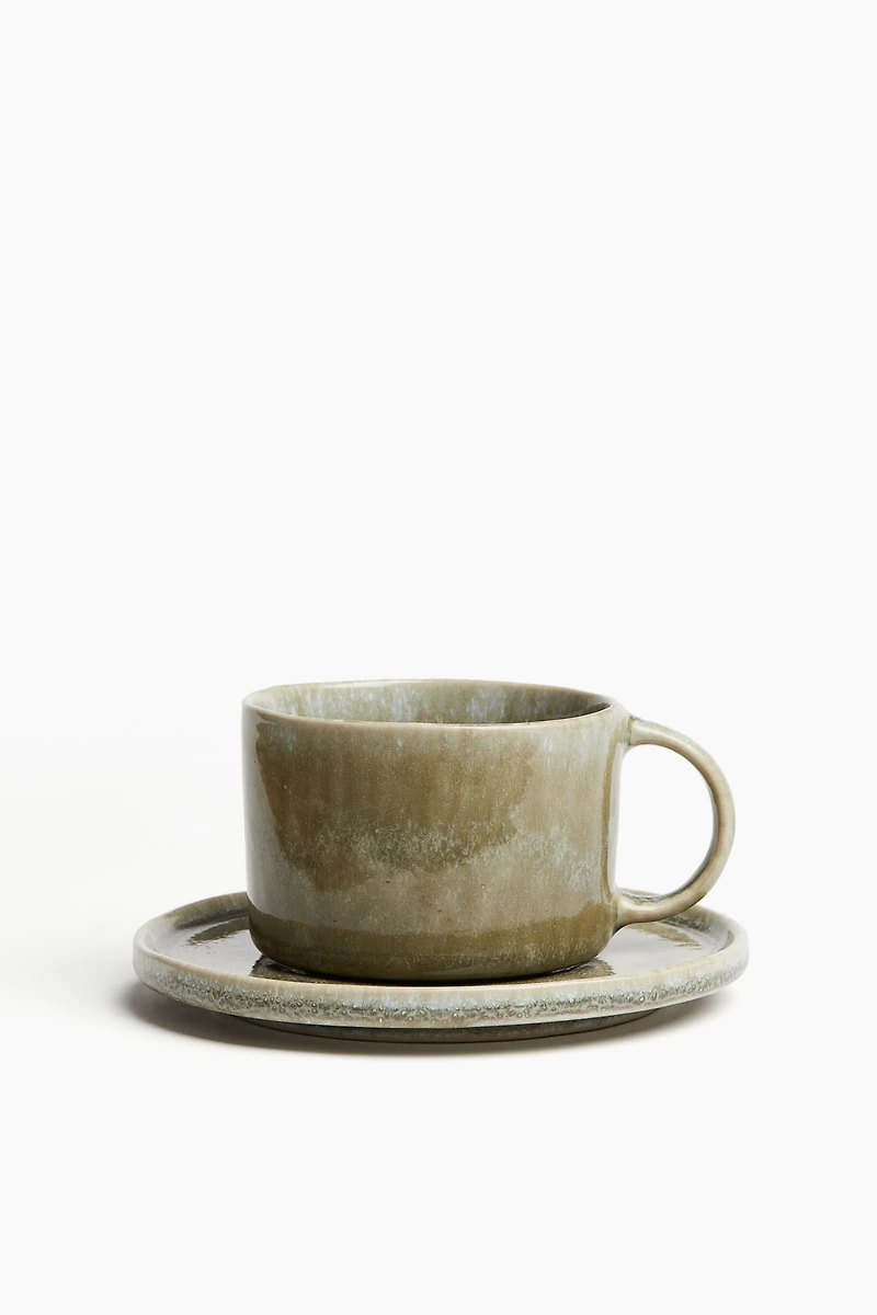 Reactive-Glaze Mug and Saucer
