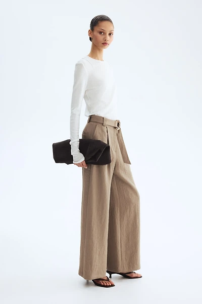 Wide-Leg Pants with Belt
