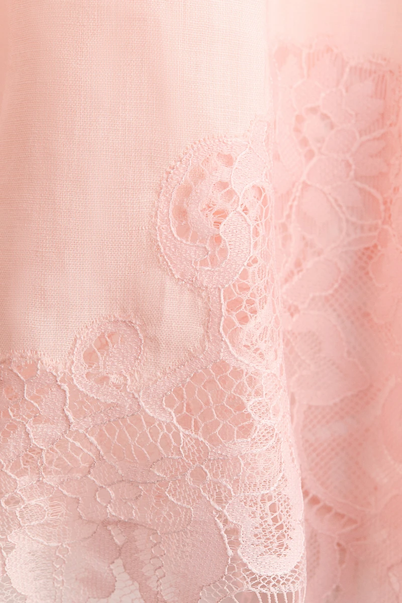 Lace-Trimmed Ramie Top