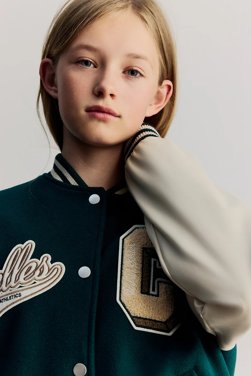 Appliquéd Baseball Jacket