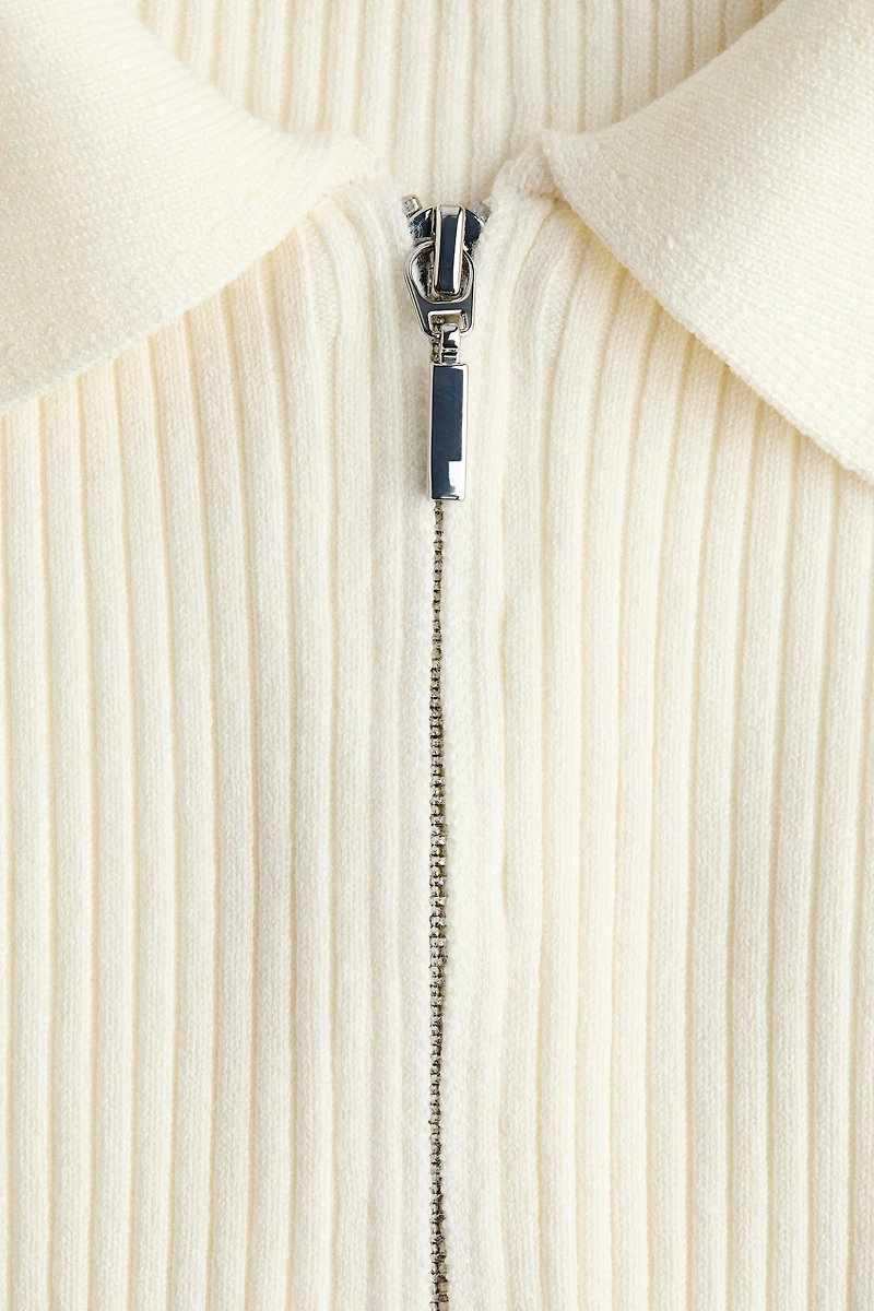 Rib-Knit Top with Collar