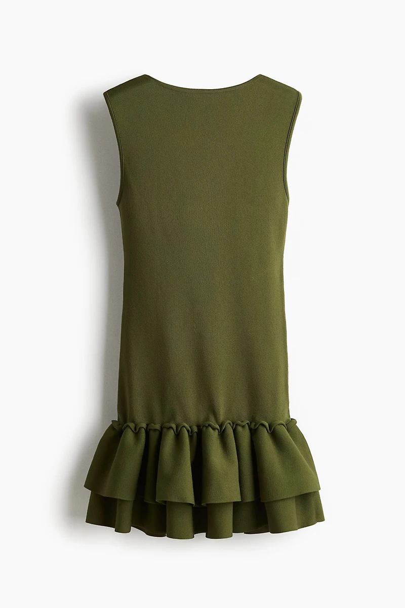Ruffle-Hem Knit Dress