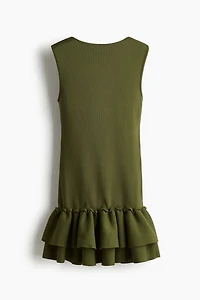 Ruffle-Hem Knit Dress