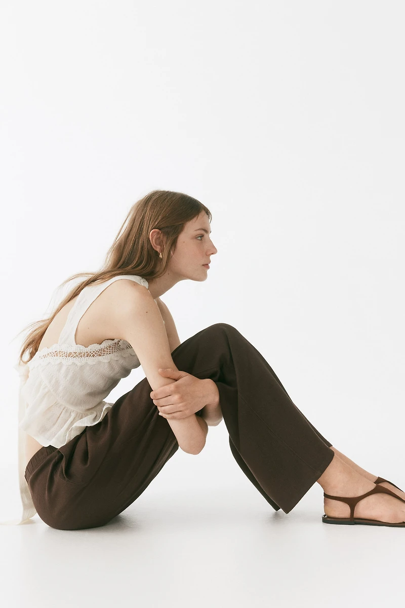 Wide-Leg Linen-Blend Pants