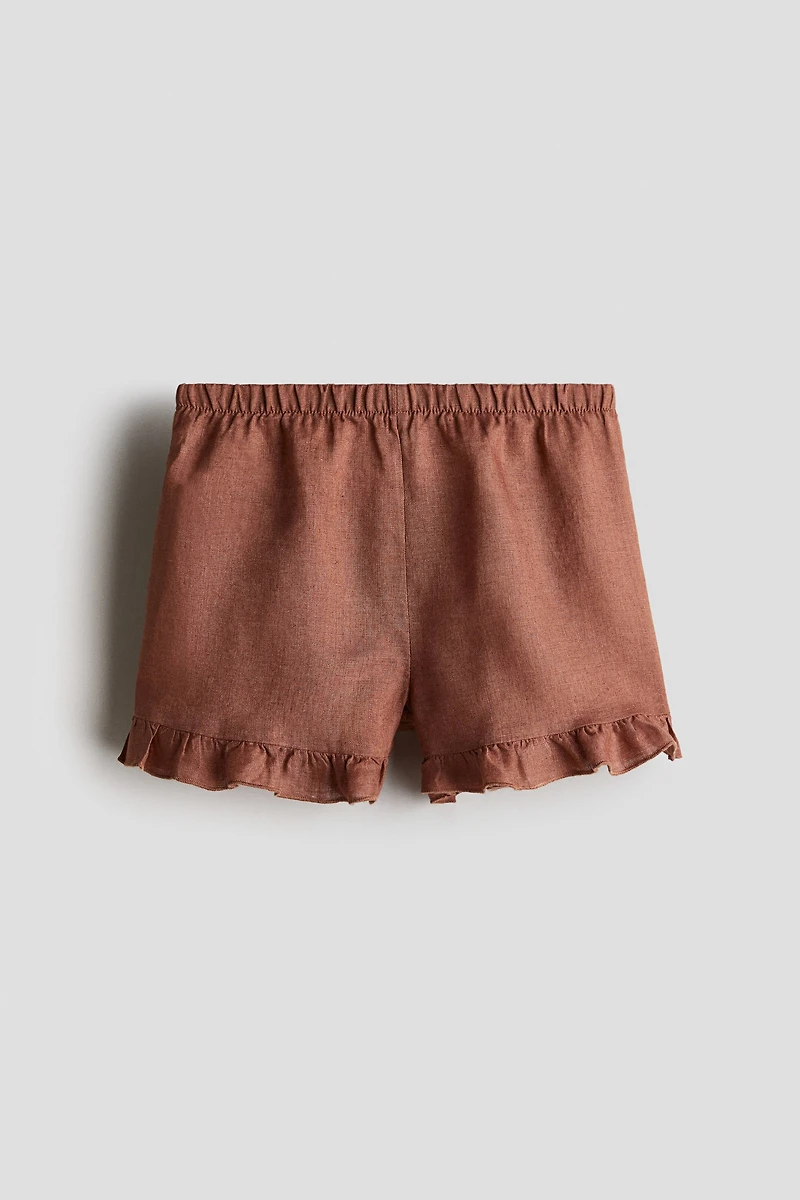 Ruffled Linen Shorts
