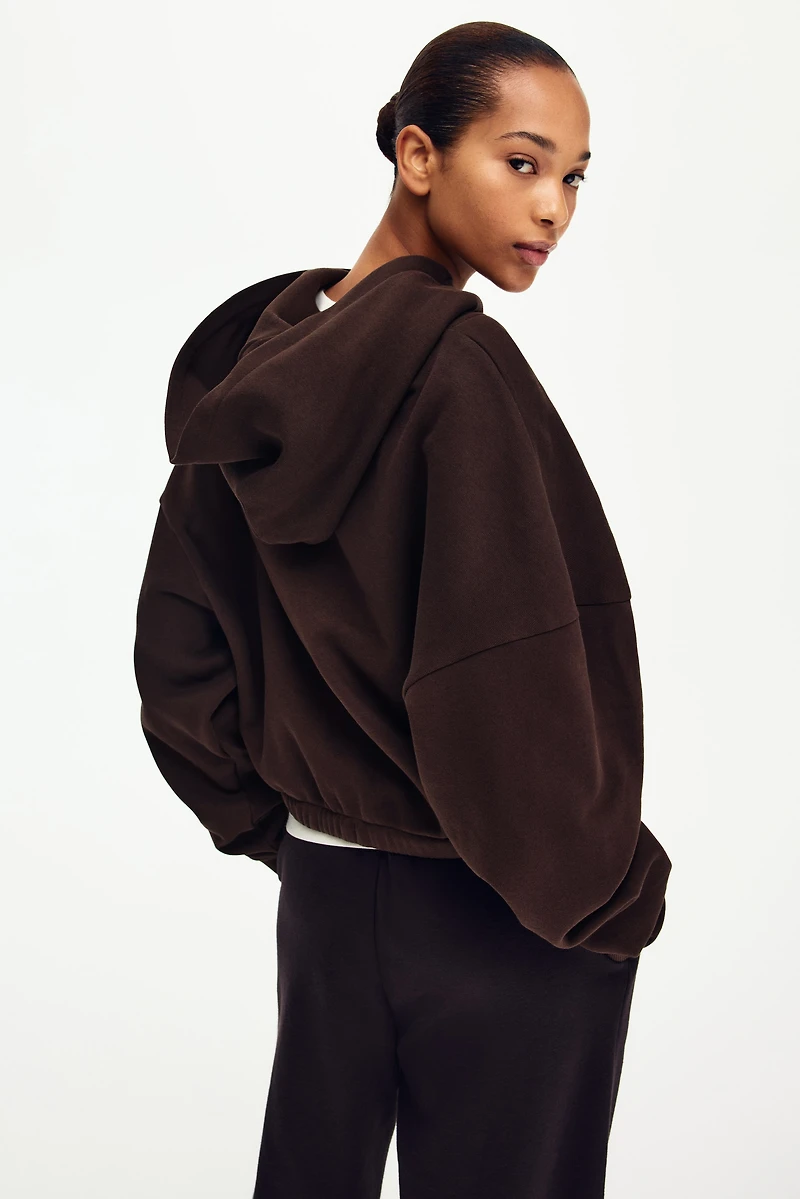 Drawstring zip-through hoodie