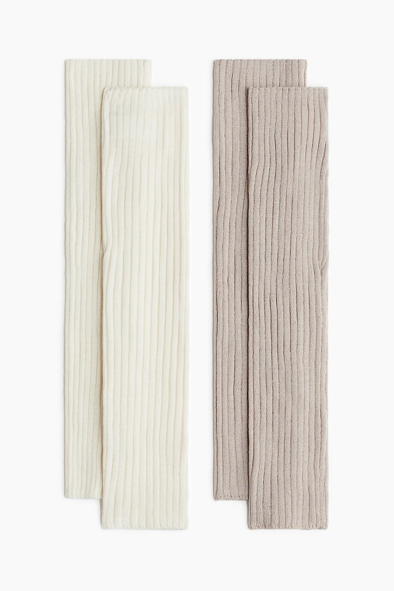 Lot de 2 paires jambières en tricot côtelé