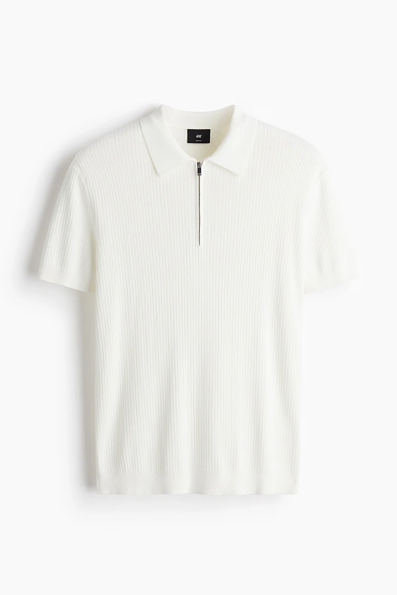 Polo près du corps avec col à fermeture éclair
