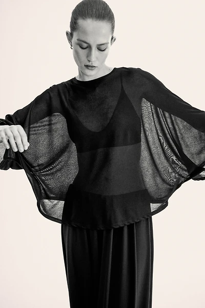 Batwing-Sleeved Jersey Top