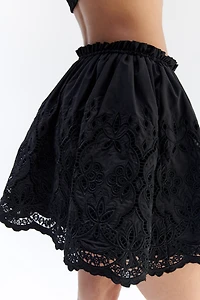 Eyelet-Embroidered Drawstring Skirt