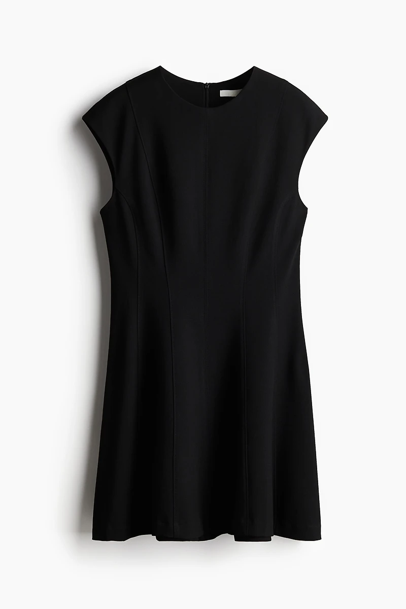 Flared-Skirt Twill Dress