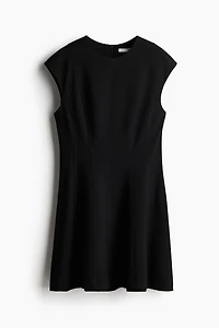 Flared-Skirt Twill Dress