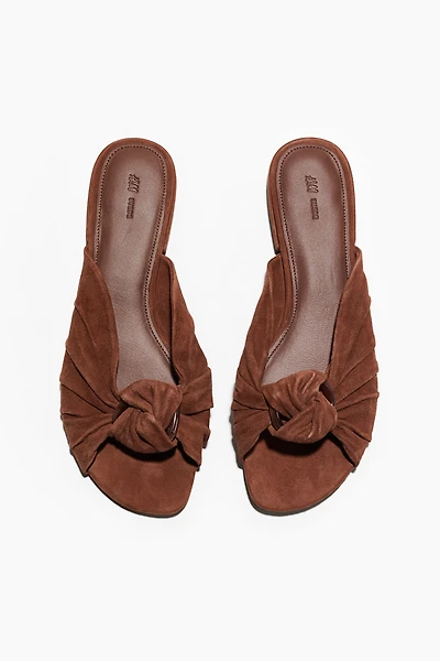 Knot-Detail Suede Sandals