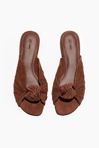 Knot-Detail Suede Sandals