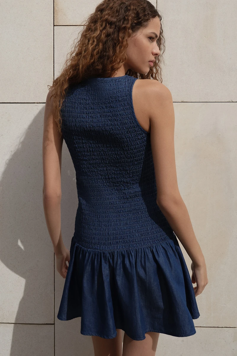 Smocked Denim Dress
