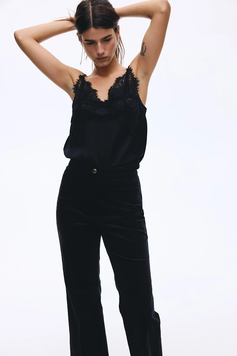 Pantalon évasé en velours