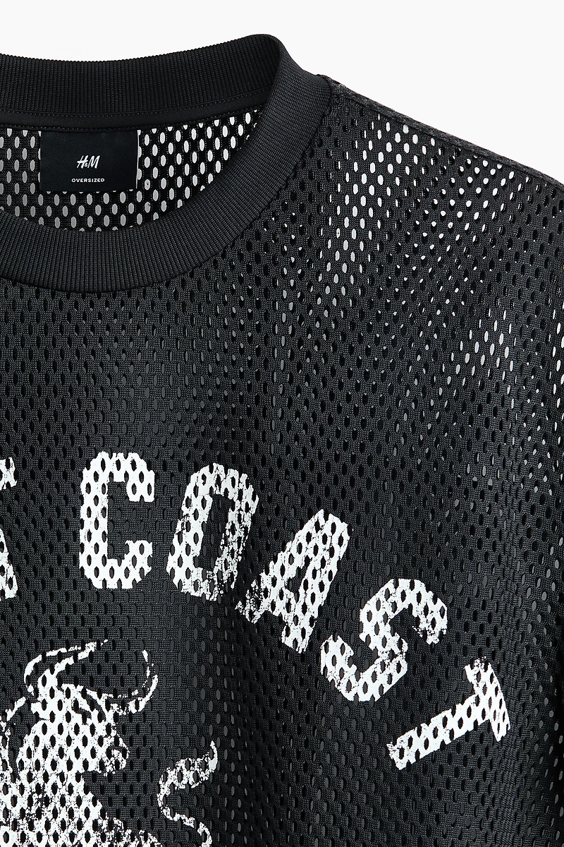 Oversized Printed Mesh T-Shirt