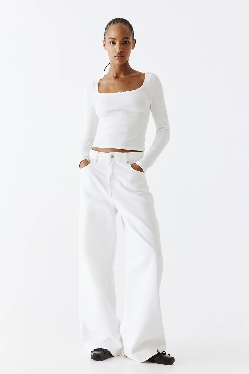Picot-Trimmed Cotton Top