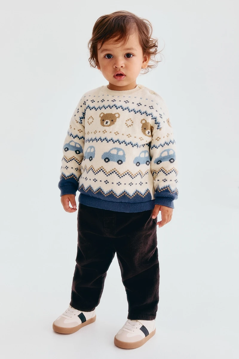 Jacquard-Knit Cotton Sweater