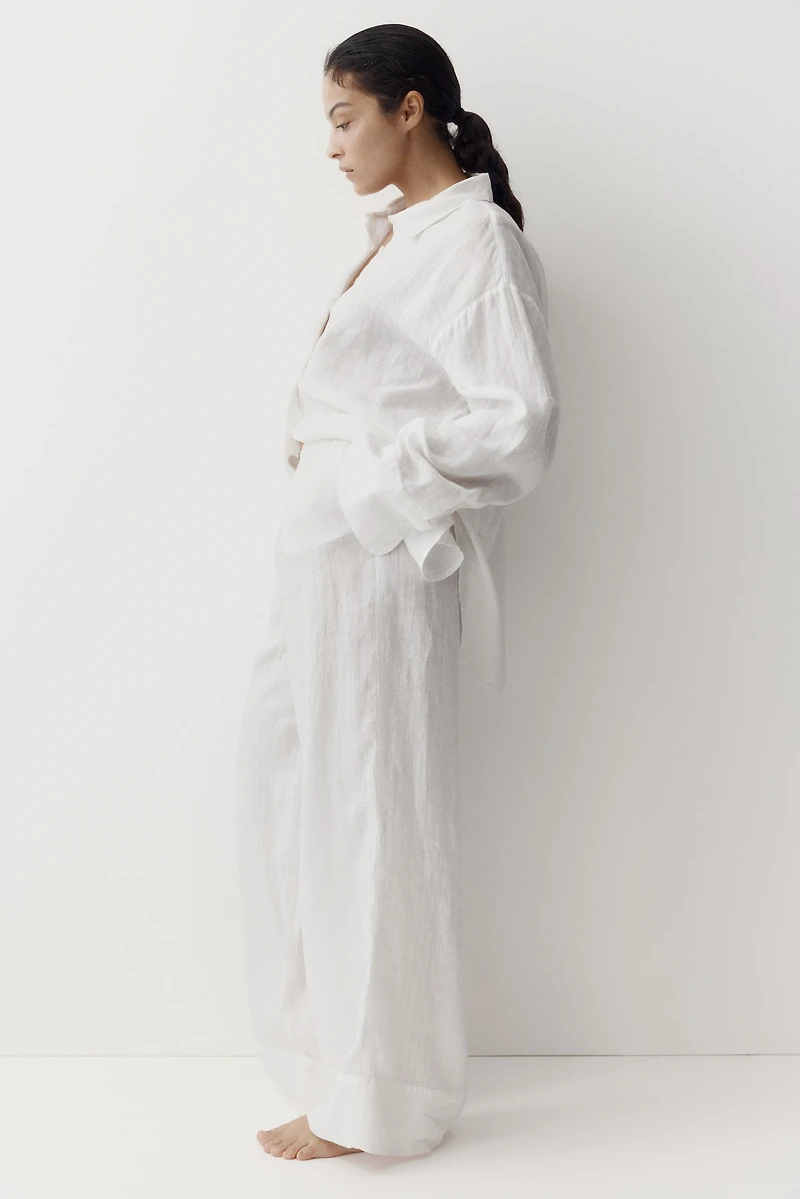 Pantalon large en lin