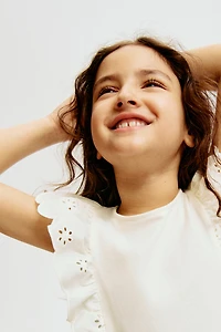 Flounce-Trimmed Cotton Dress