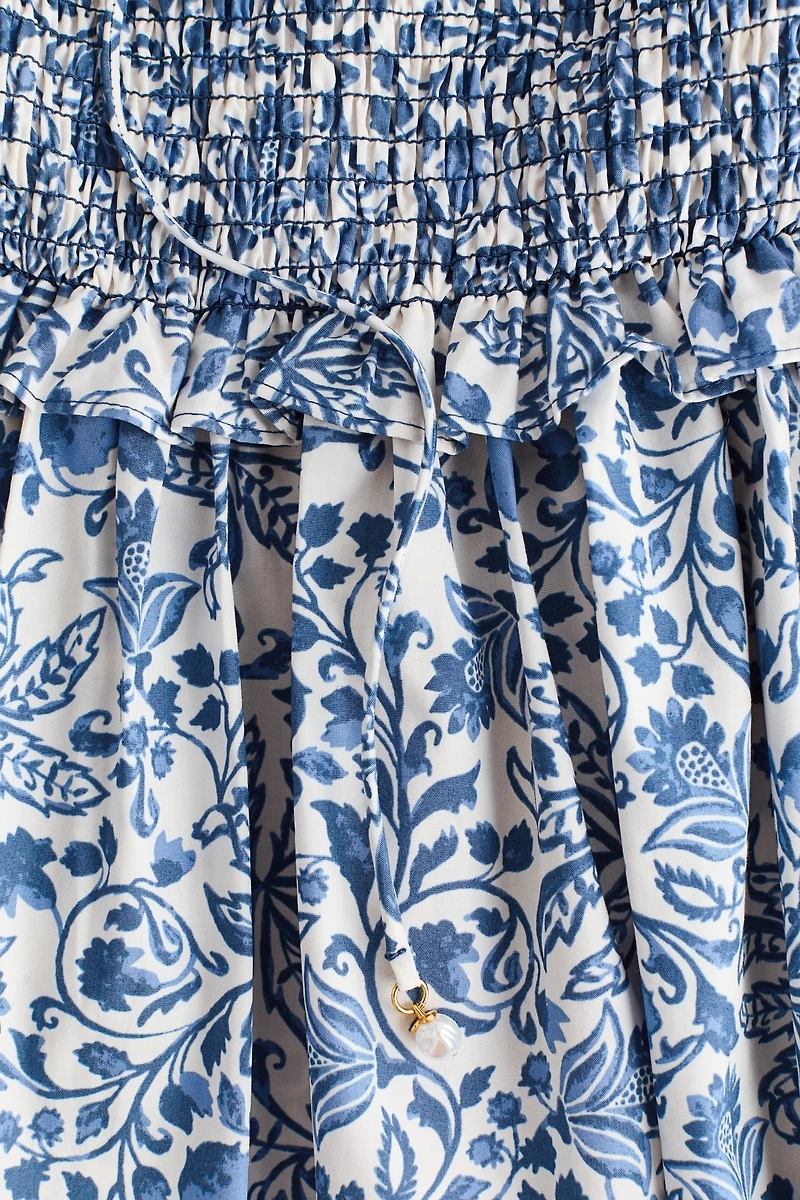 Smocked-Bodice Bandeau Dress