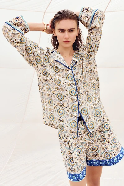 Belted Linen-Blend Shorts