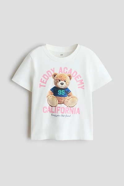 Cotton T-Shirt with Printed Motif
