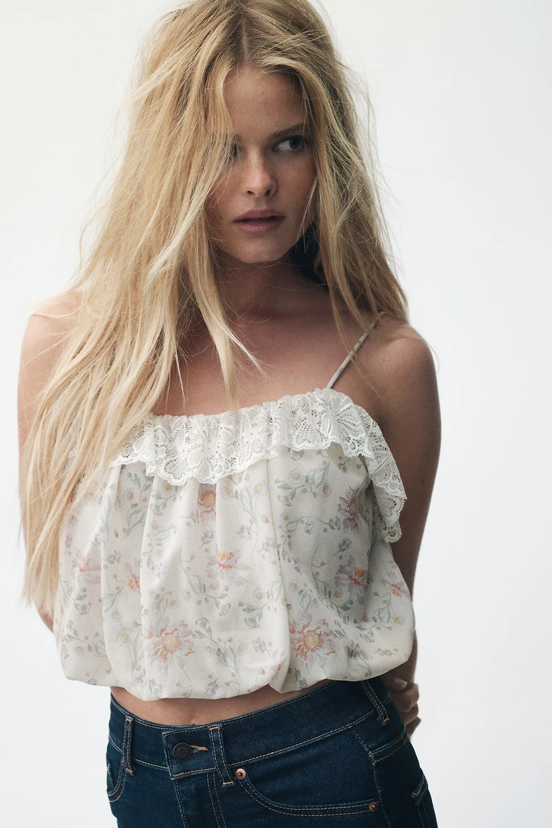 Haut à bretelles fines avec effet ballon