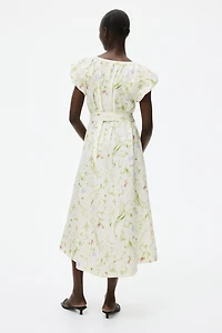 Robe en popeline à manches bouffantes